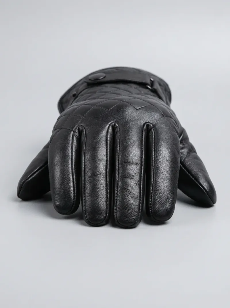 Gant cuir véritable homme matelassé doublure laine