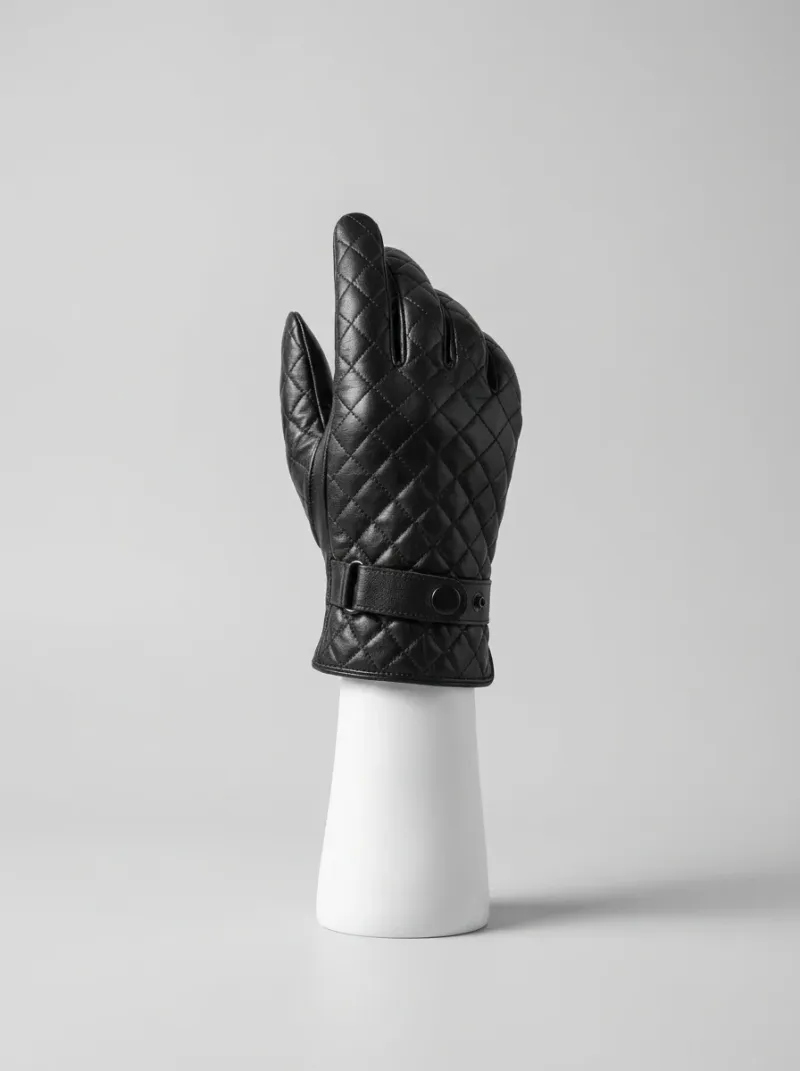 Gant cuir véritable homme matelassé doublure laine