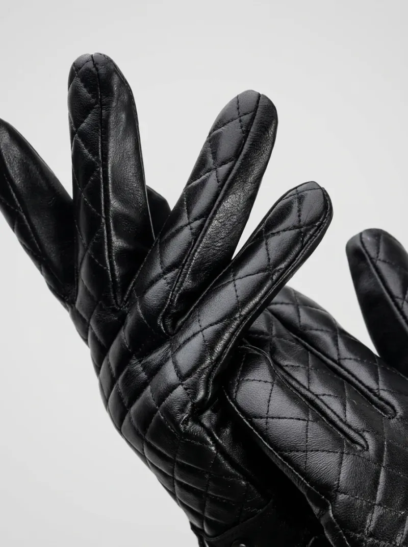 Gant cuir véritable homme matelassé doublure laine