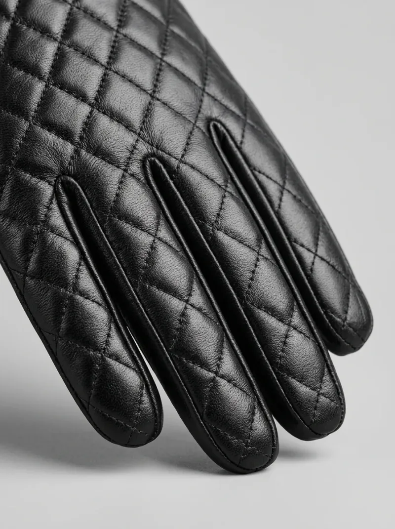 Gant cuir véritable homme matelassé doublure laine