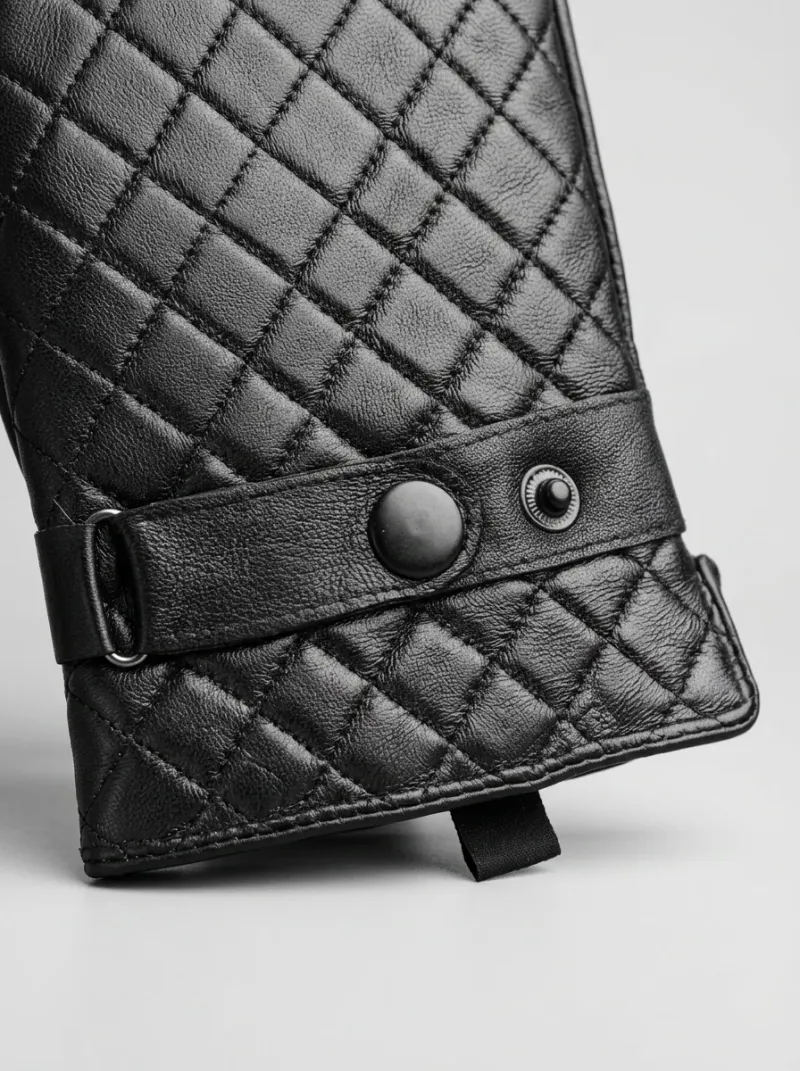 Gant cuir véritable homme matelassé doublure laine