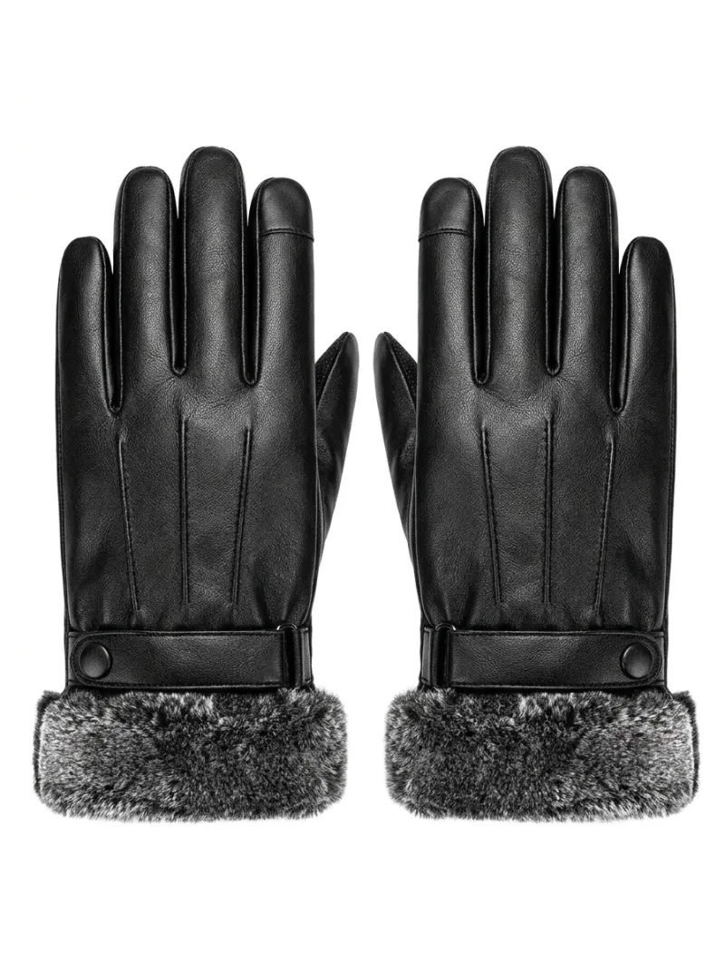 Gant cuir véritable laine mouton homme thermique