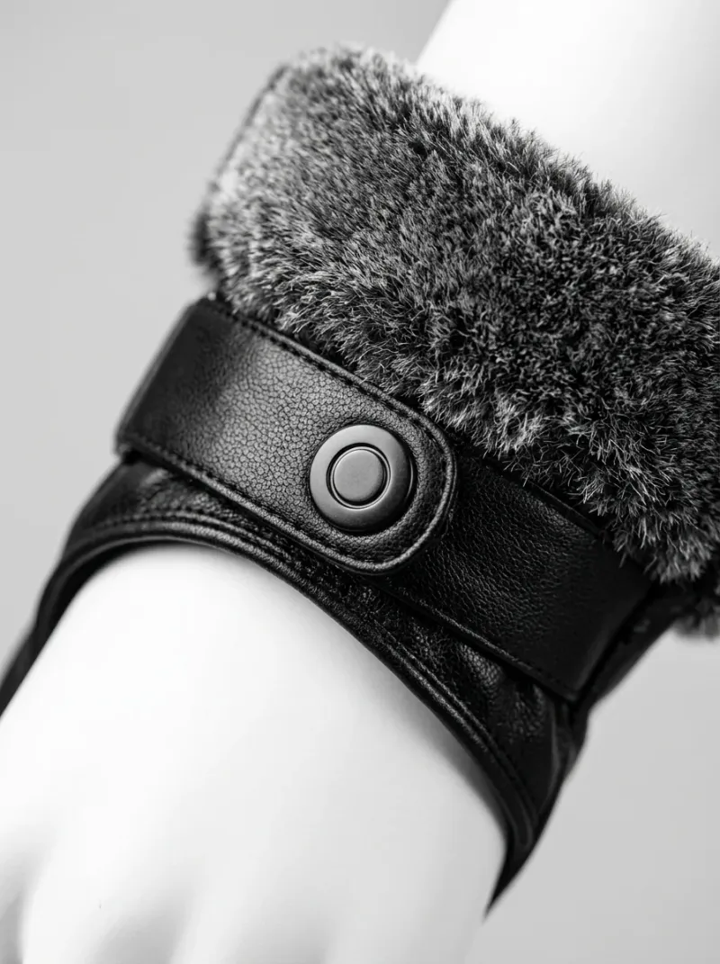 Gant cuir véritable laine mouton homme thermique