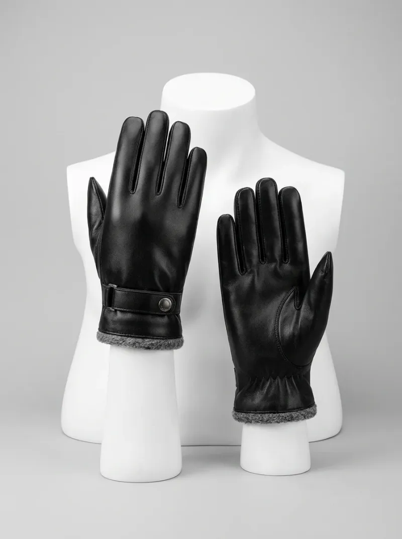 Gant cuir véritable fin doublure laine mouton homme urbain