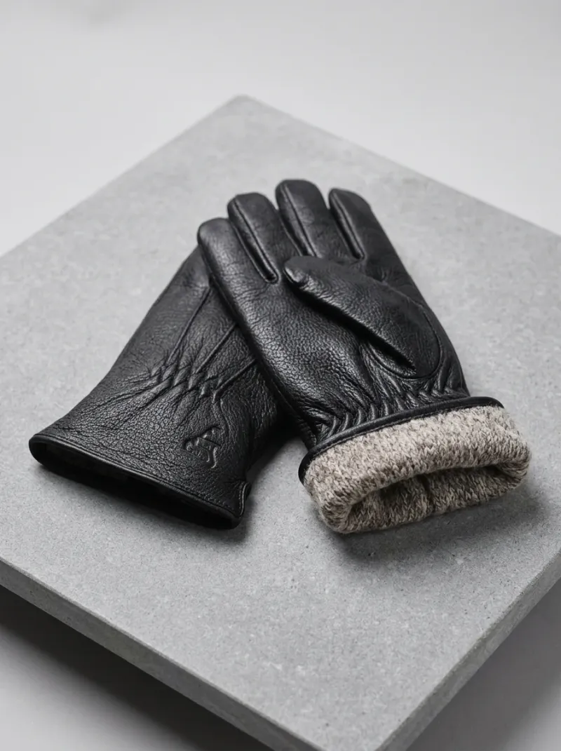 Gant cuir véritable doublure laine homme quotidien sobre