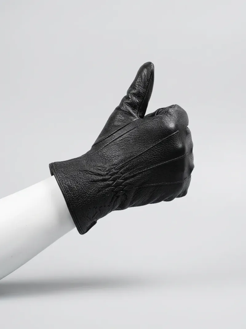 Gant cuir véritable doublure laine homme quotidien sobre