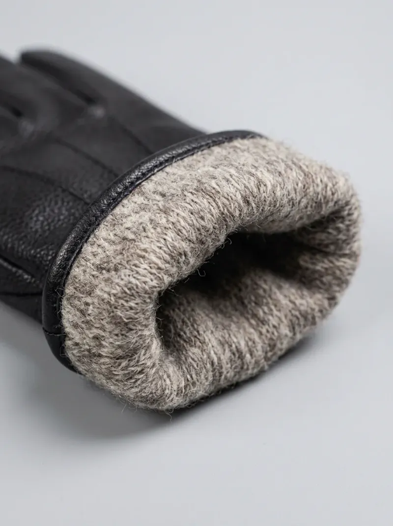 Gant cuir véritable doublure laine homme quotidien sobre