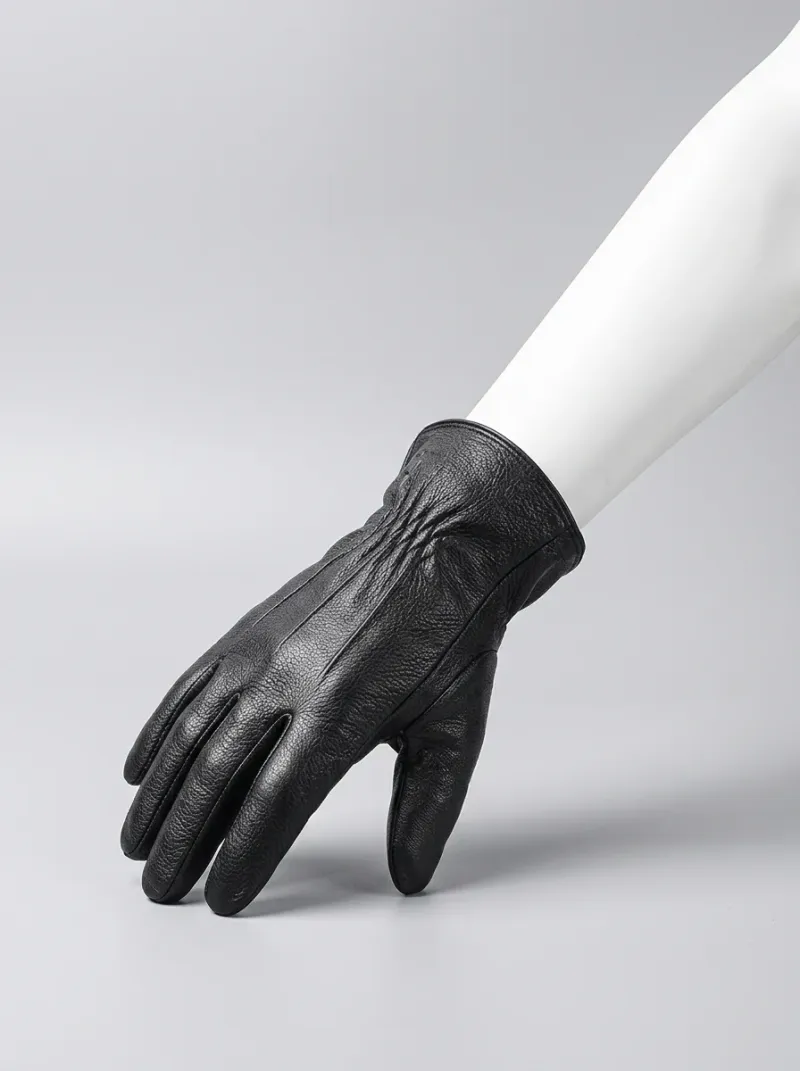 Gant cuir véritable doublure laine homme quotidien sobre