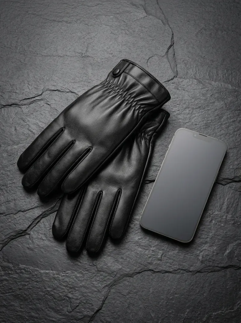 Gant cuir véritable homme discret tactile élégant