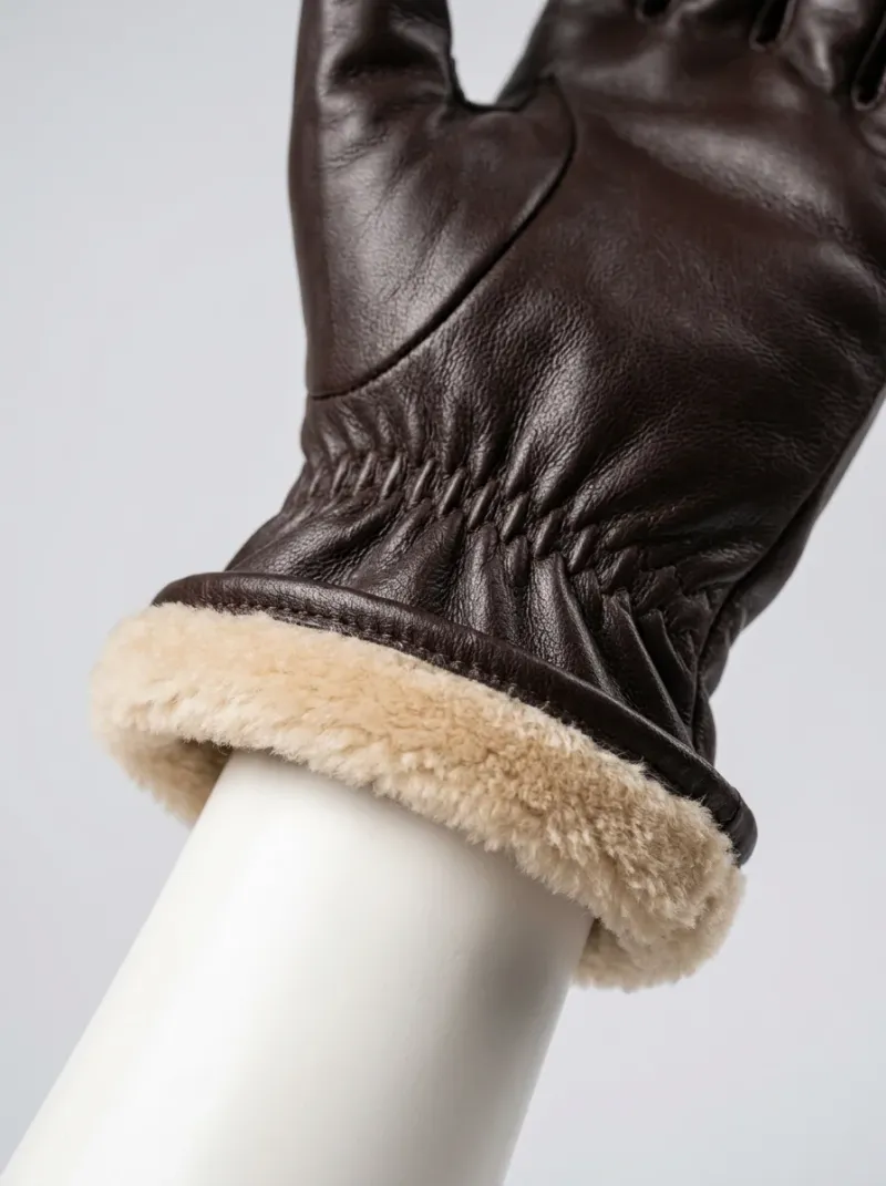 Gant cuir véritable doublure laine mouton homme hiver