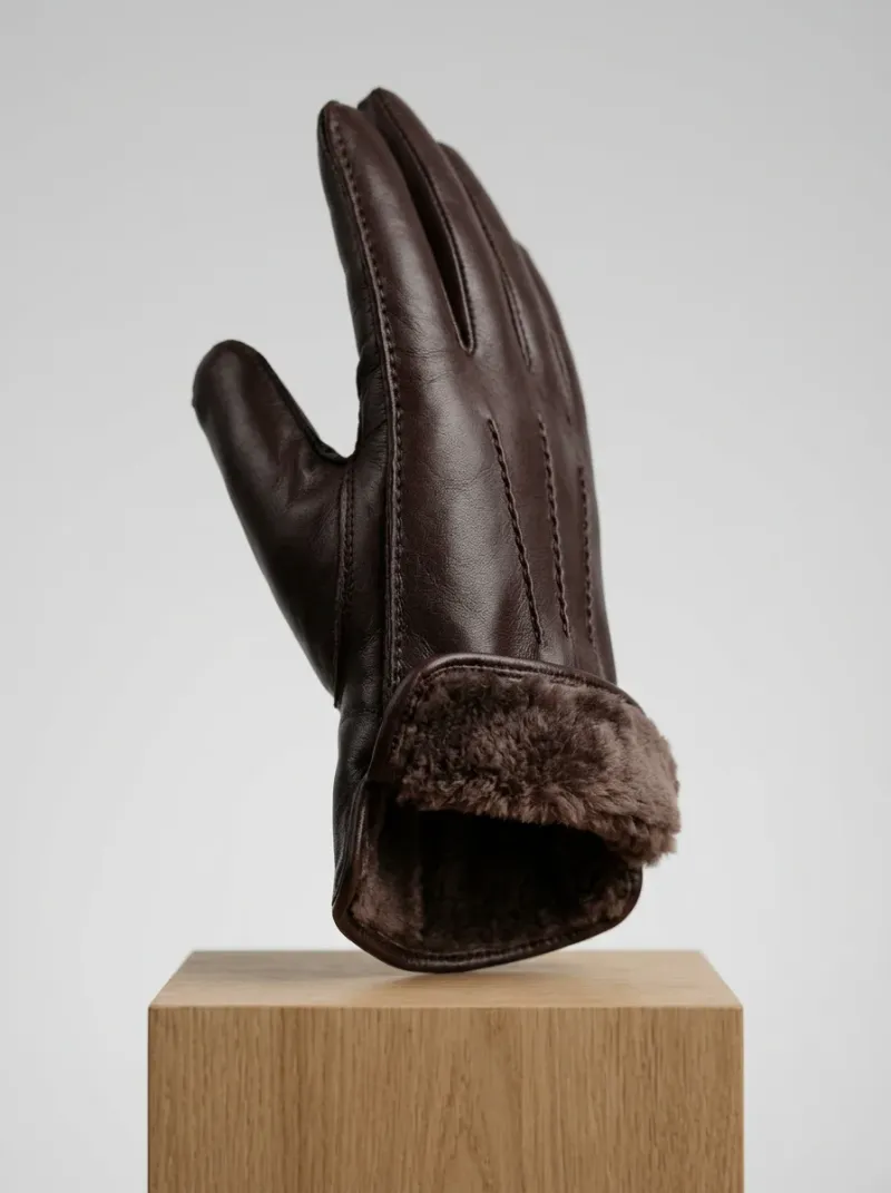 Gant cuir véritable doublure laine mouton homme hiver
