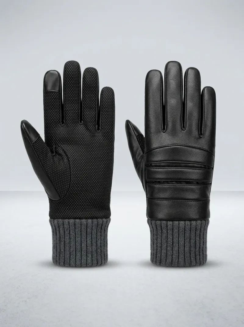 Gant cuir véritable doublure laine mouton homme tactile