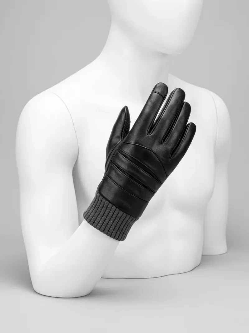 Gant cuir véritable doublure laine mouton homme tactile