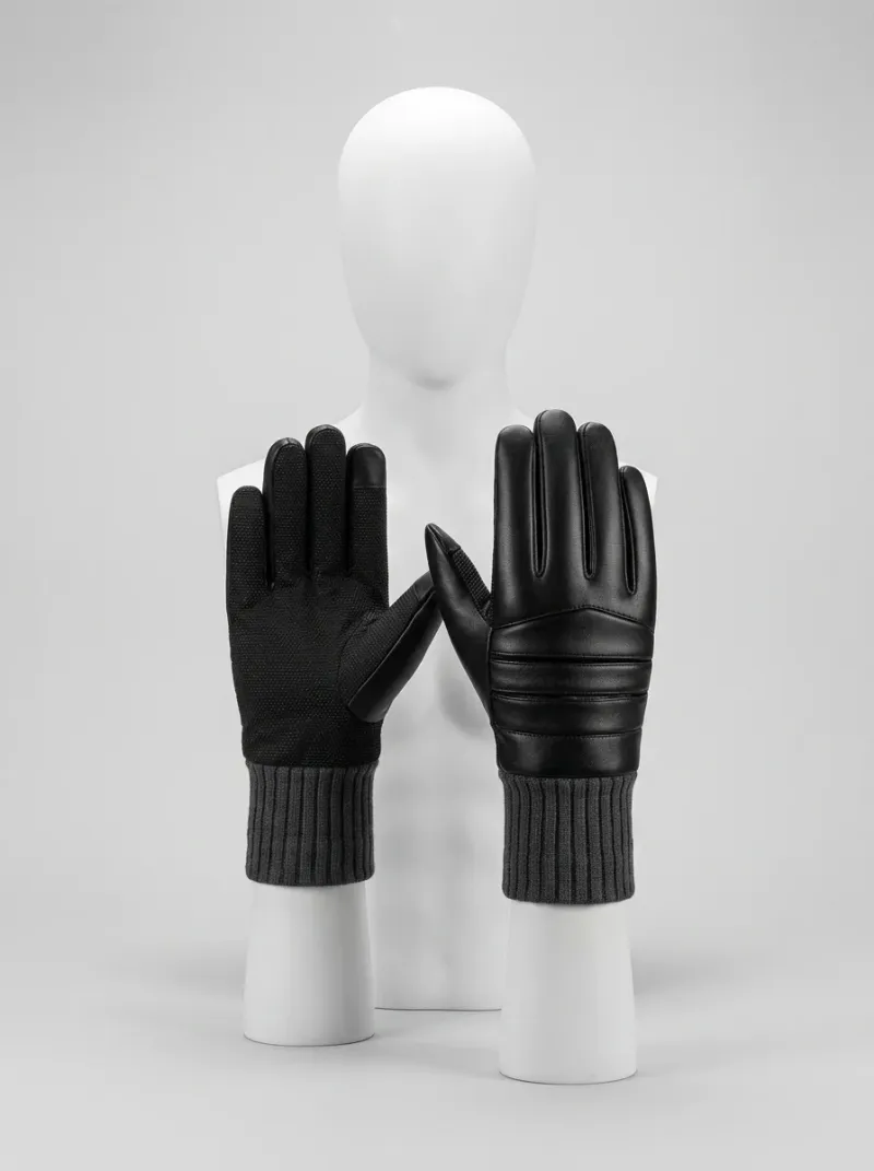 Gant cuir véritable doublure laine mouton homme tactile