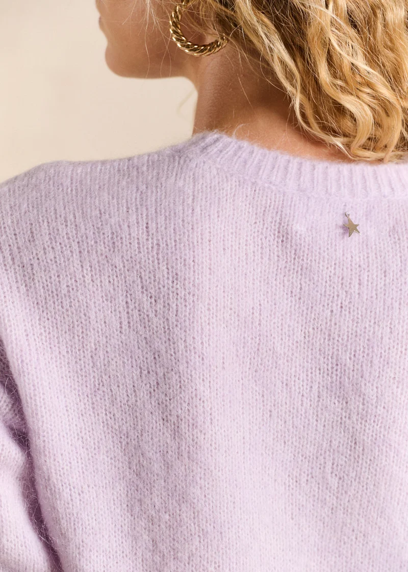 Pull col rond en mohair manches longues
