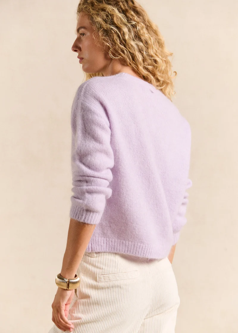 Pull col rond en mohair manches longues