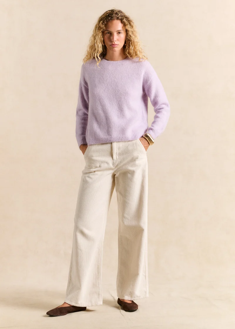 Pull col rond en mohair manches longues