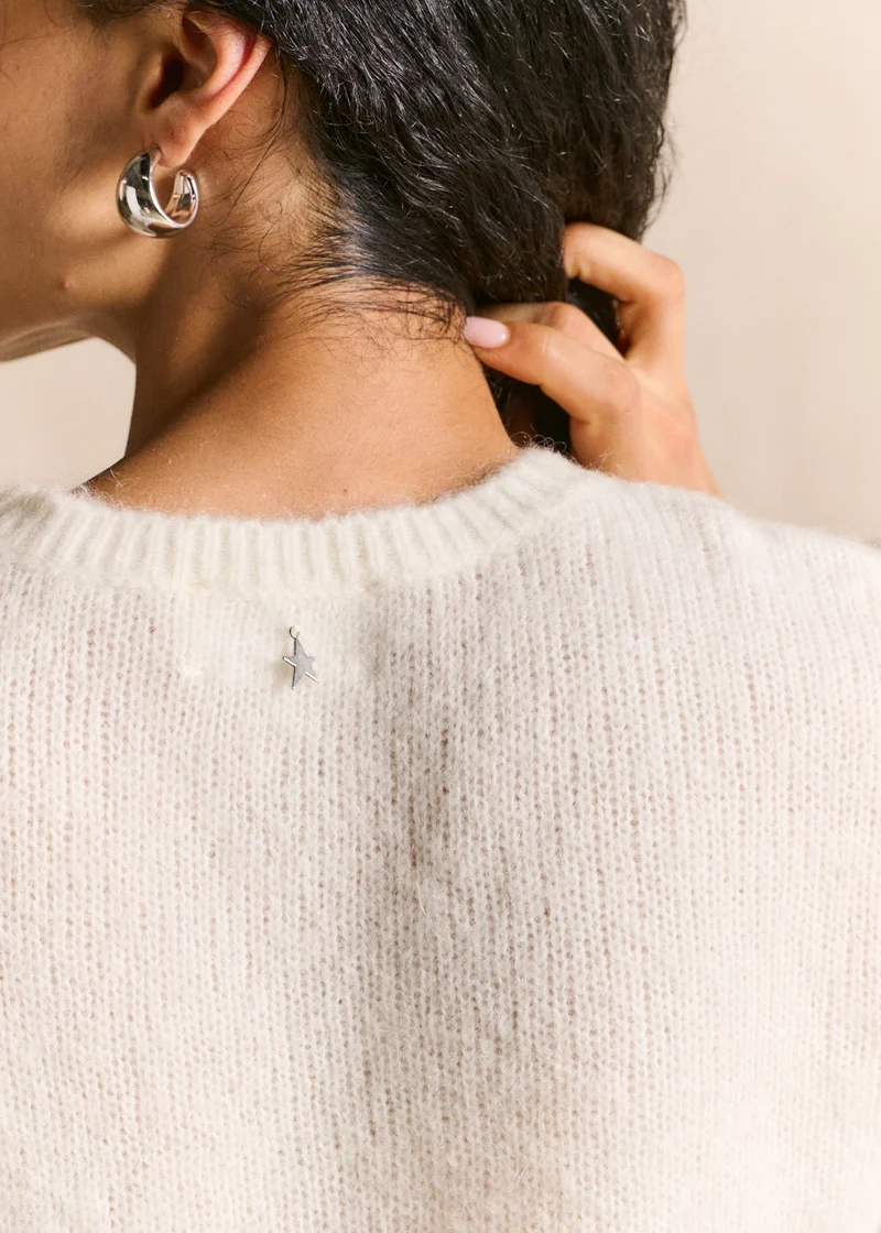 Pull col rond en mohair manches longues