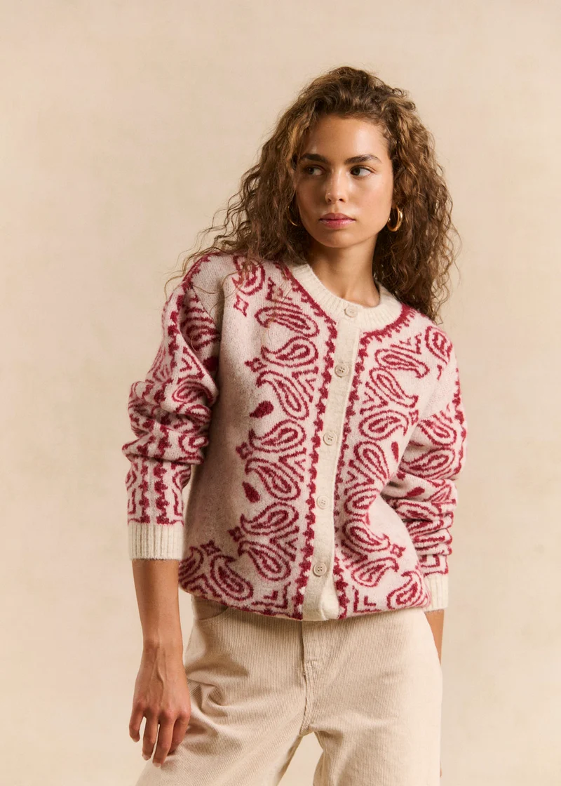 Gilet en maille jacquard motif bandana