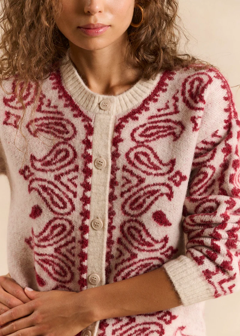 Gilet en maille jacquard motif bandana