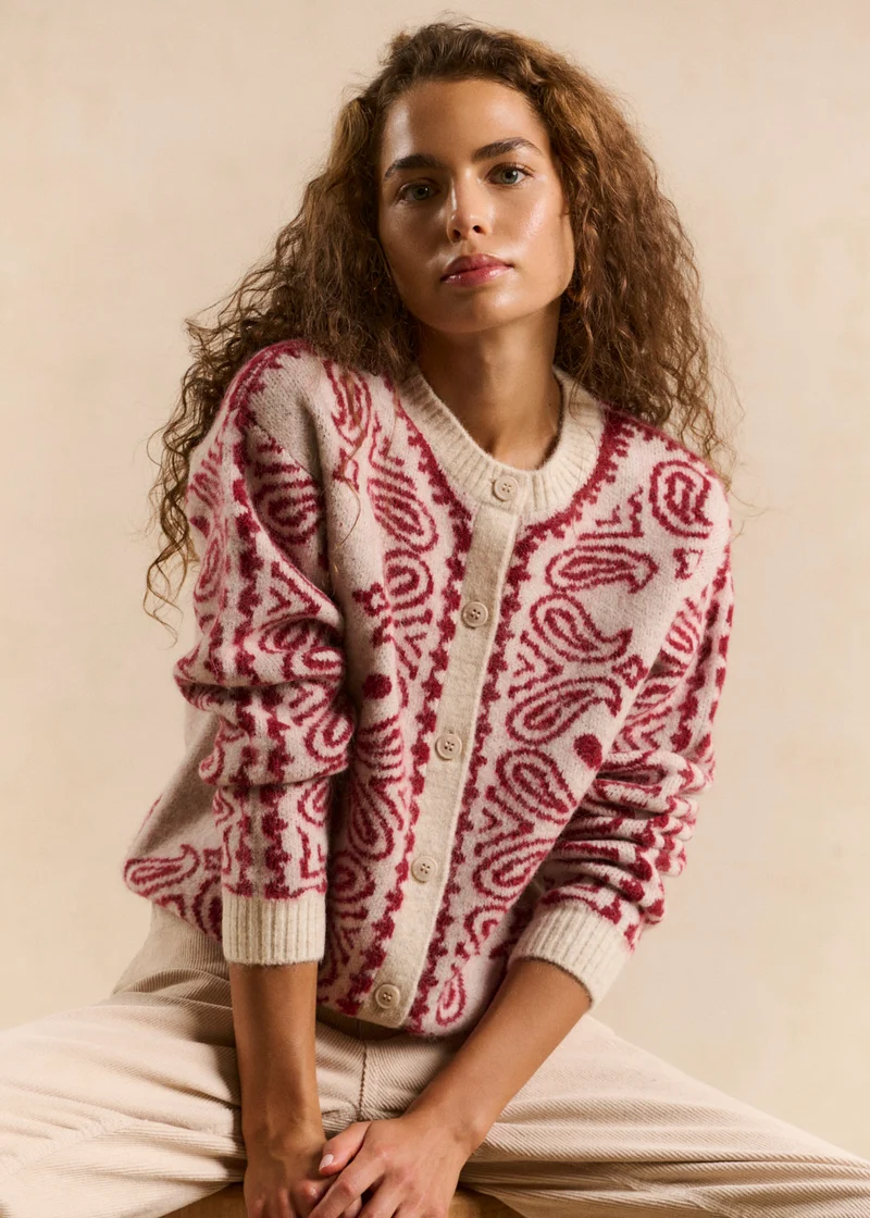 Gilet en maille jacquard motif bandana