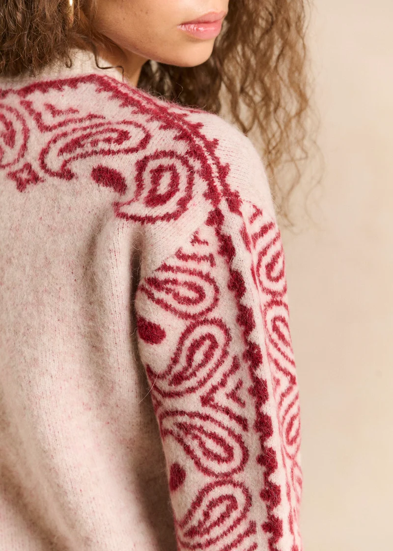 Gilet en maille jacquard motif bandana
