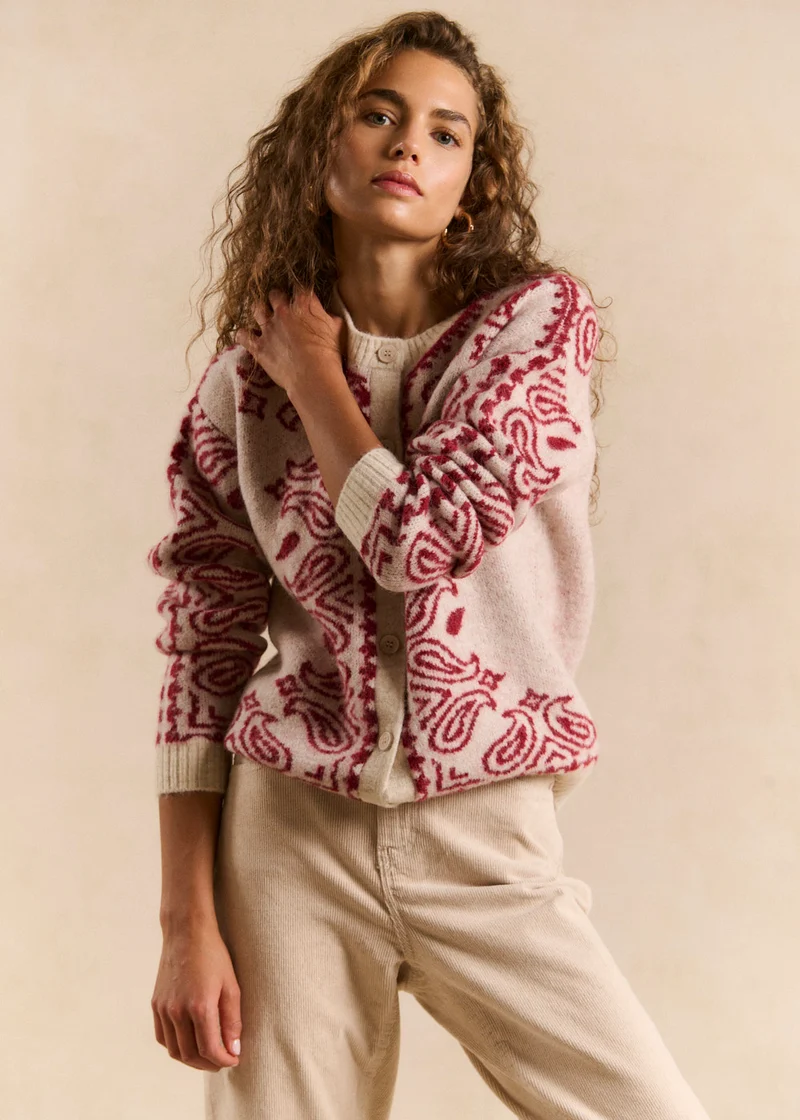 Gilet en maille jacquard motif bandana