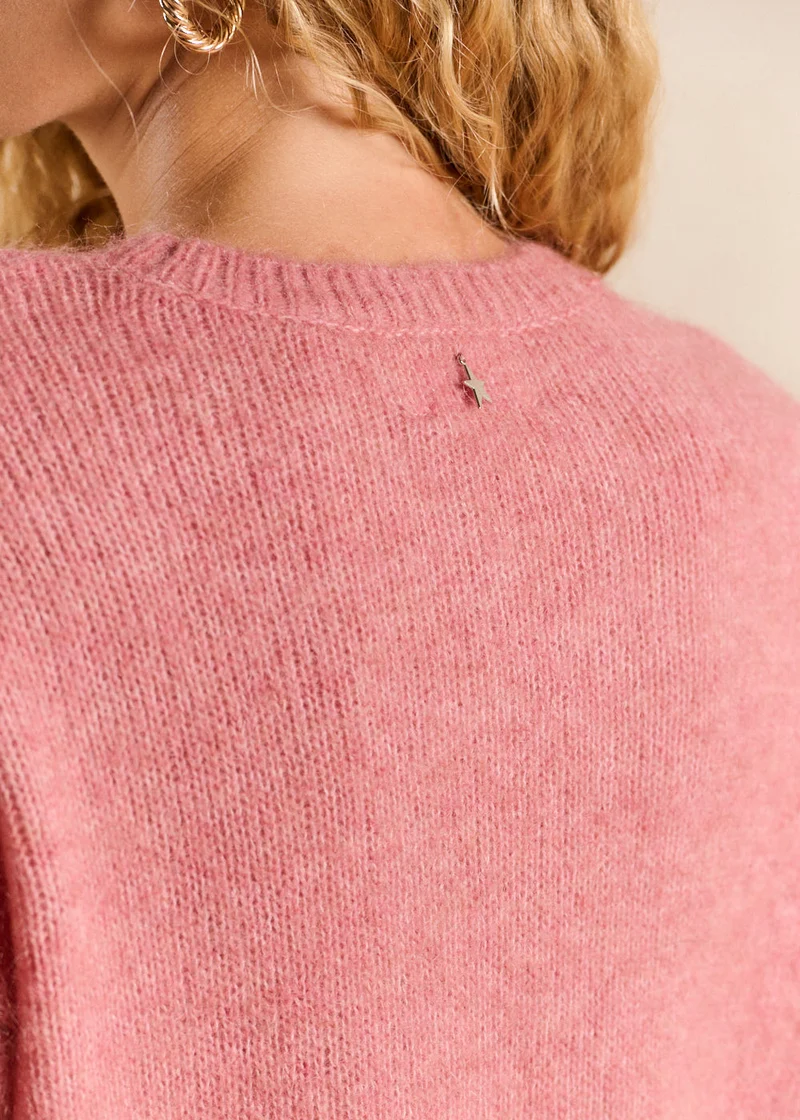 Pull col rond en mohair manches longues