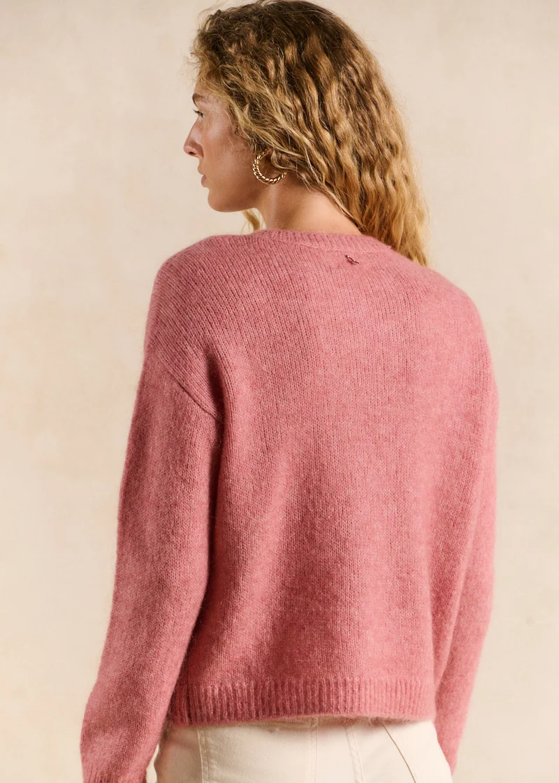Pull col rond en mohair manches longues