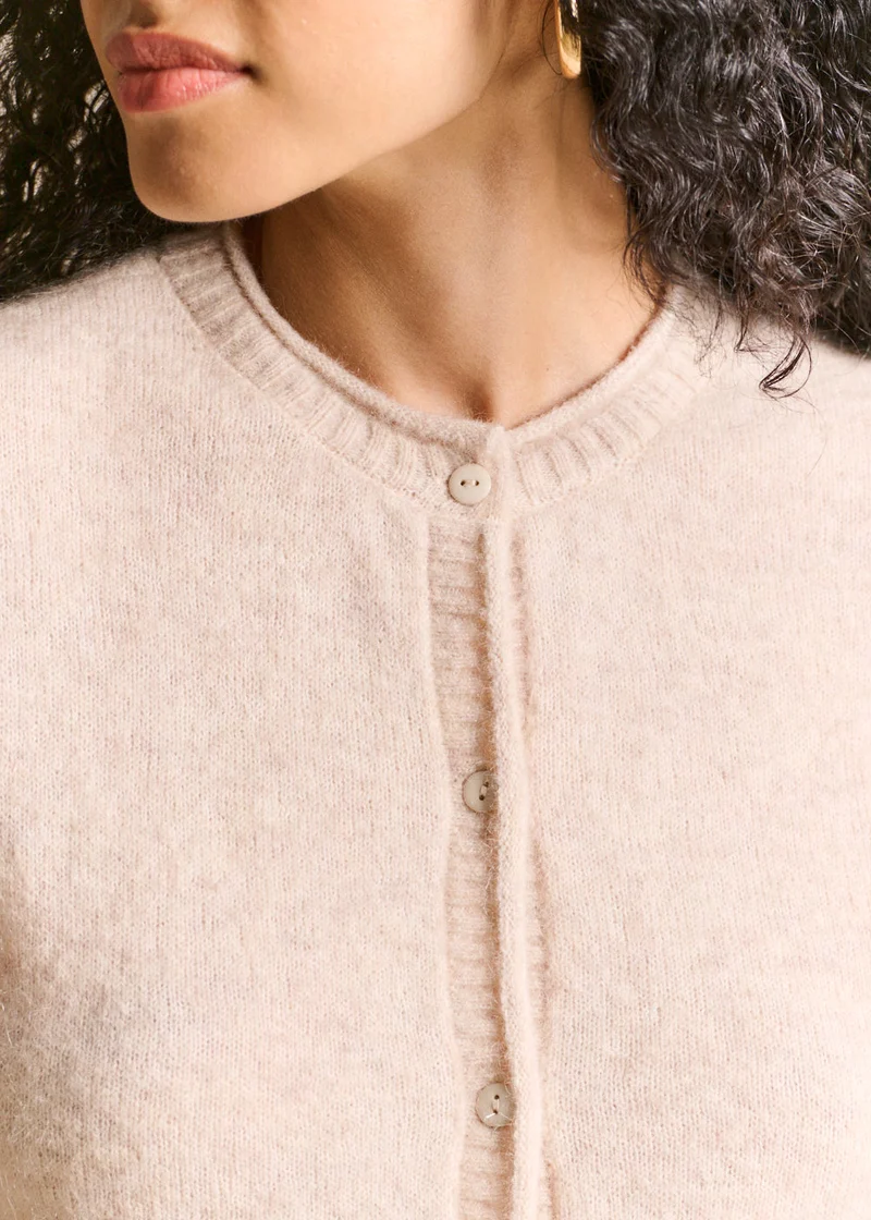 Gilet cardigan en mohair col rond