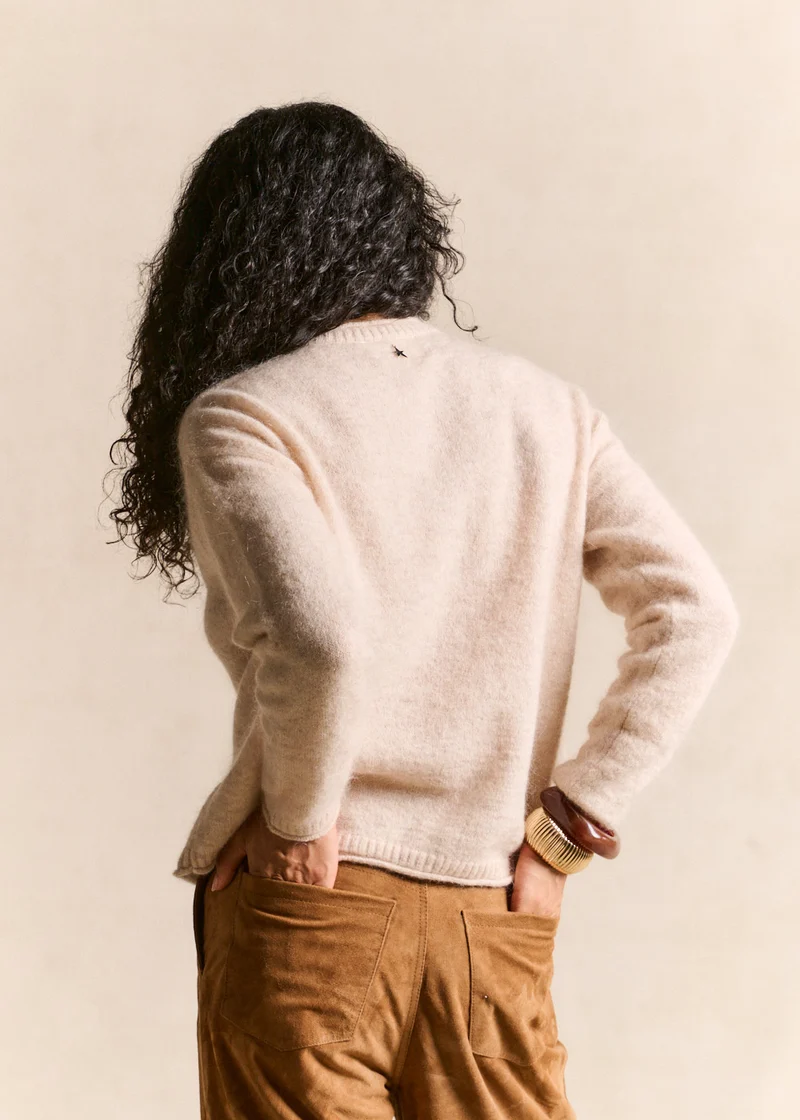 Gilet cardigan en mohair col rond
