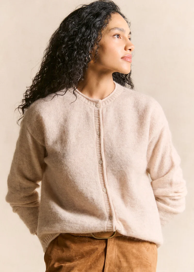 Gilet cardigan en mohair col rond