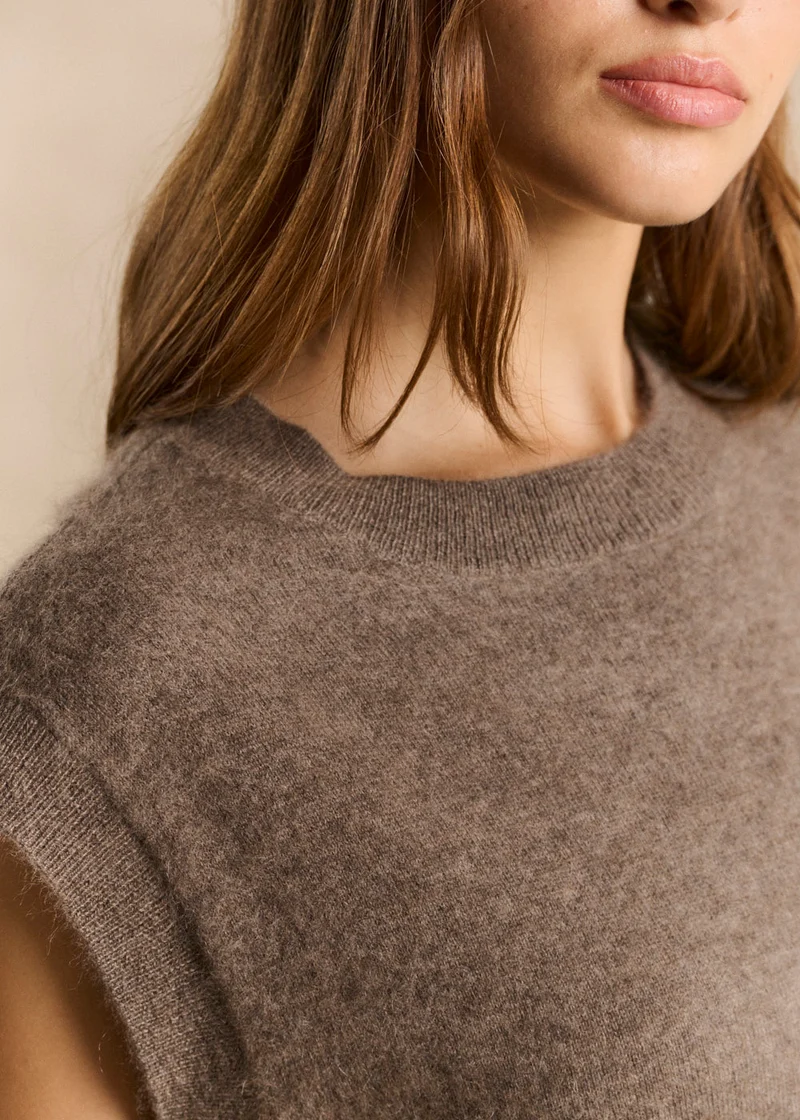 Pull sans manches ample en laine et cachemire