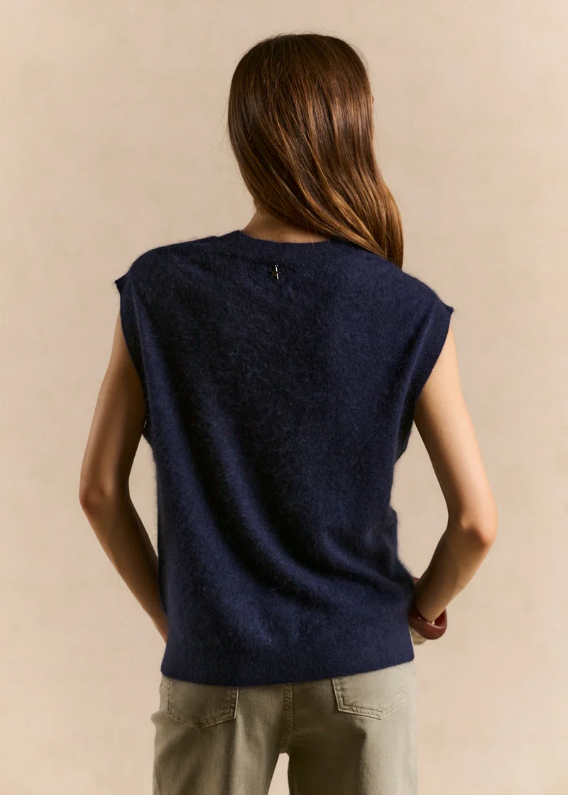 Pull sans manches ample en laine et cachemire
