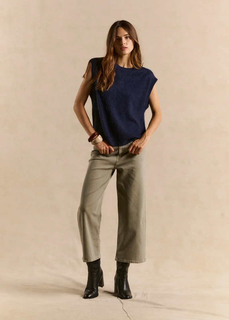 Pull sans manches ample en laine et cachemire