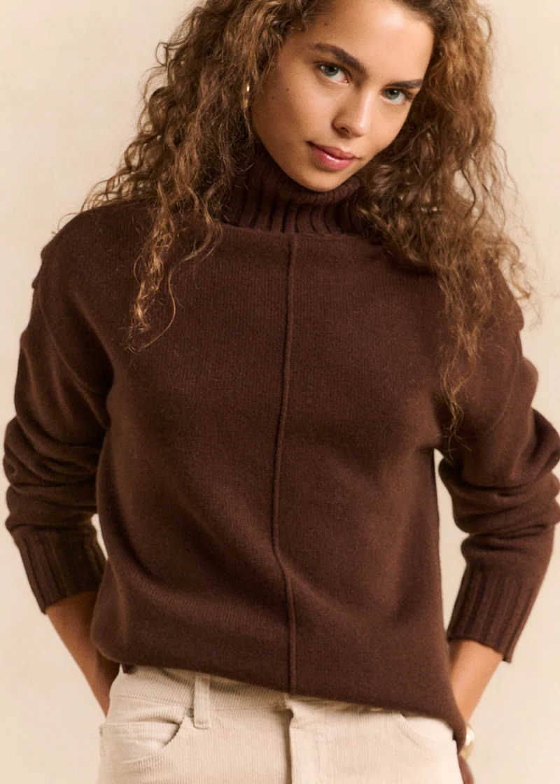Pull ample col roulé en laine