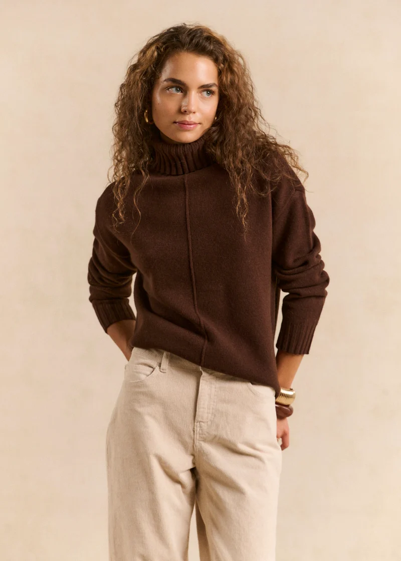 Pull ample col roulé en laine