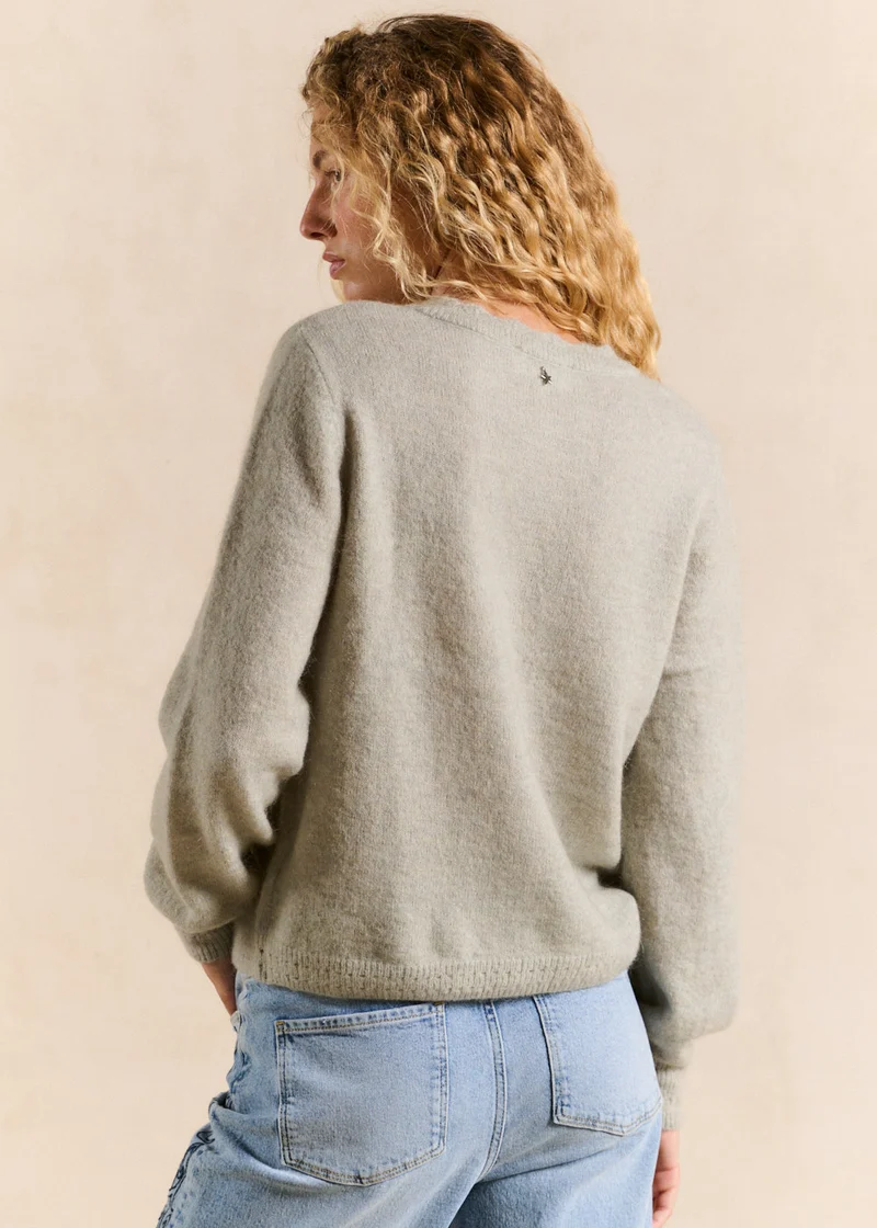 Gilet cardigan en mohair maille ajourée