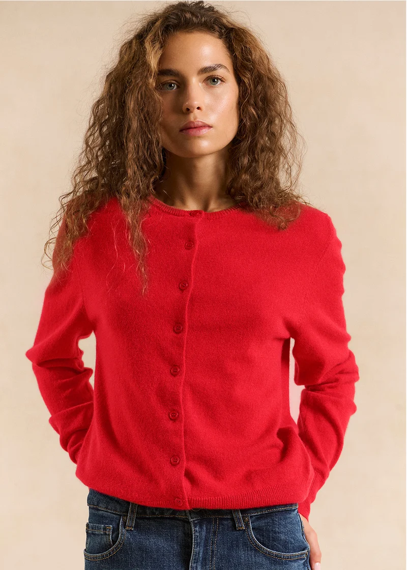 Gilet cachemire boutonné coupe droite