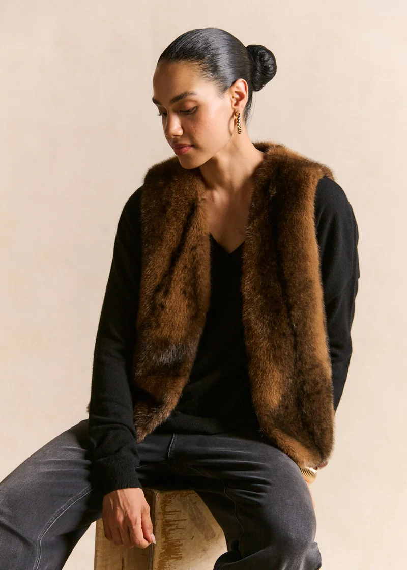 Gilet sans manches effet fourrure