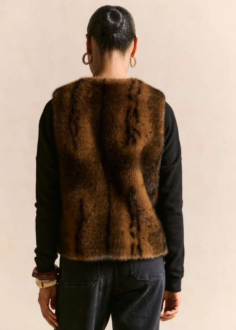 Gilet sans manches effet fourrure