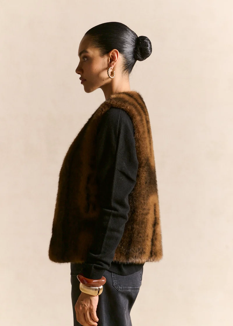 Gilet sans manches effet fourrure