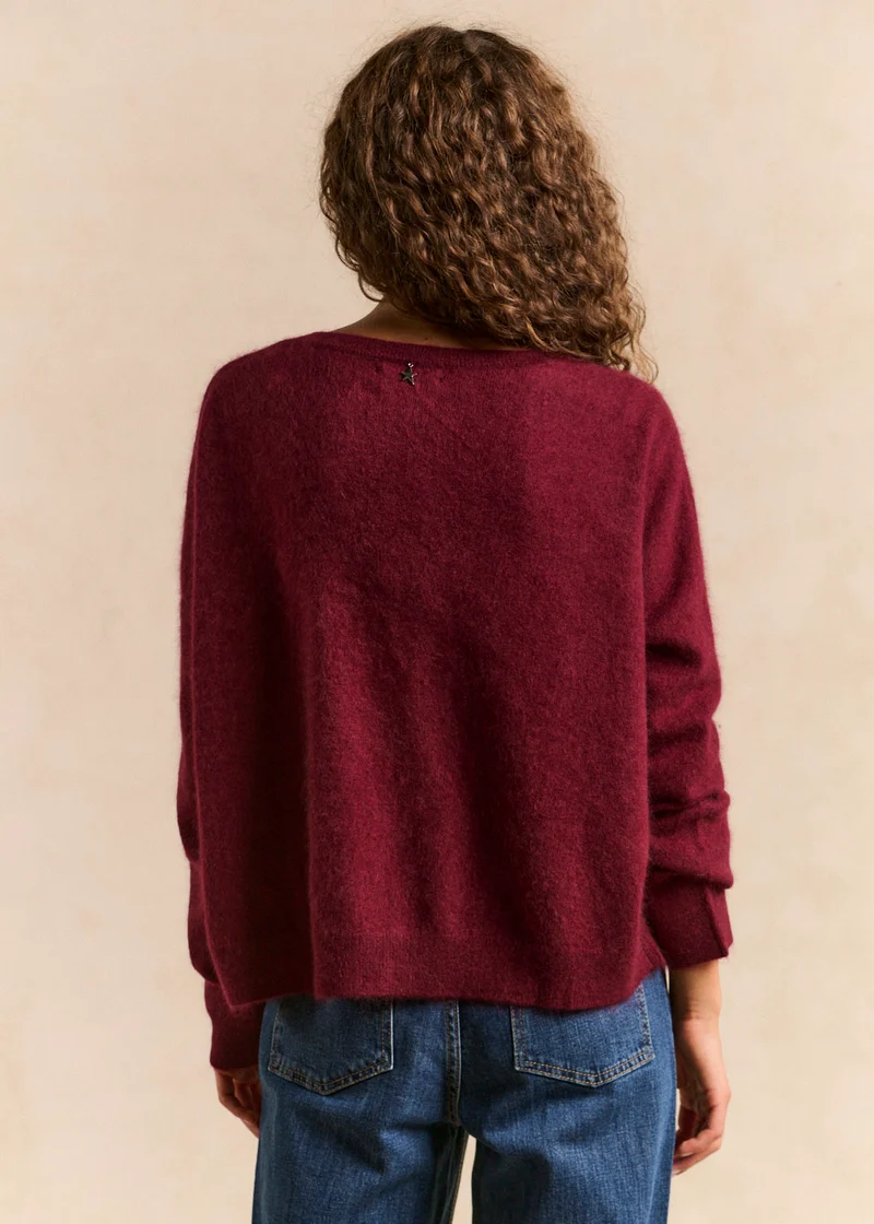 Pull col bateau en laine et cachemire gratté