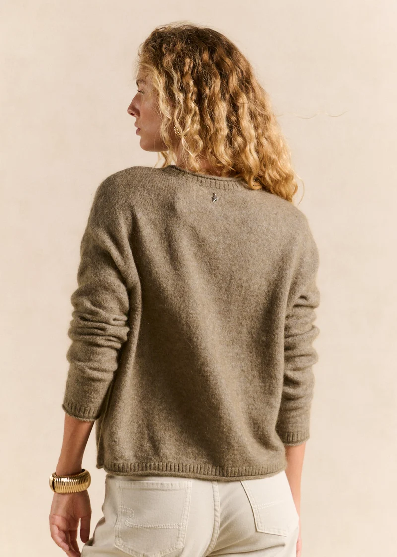 Gilet cardigan en mohair col rond