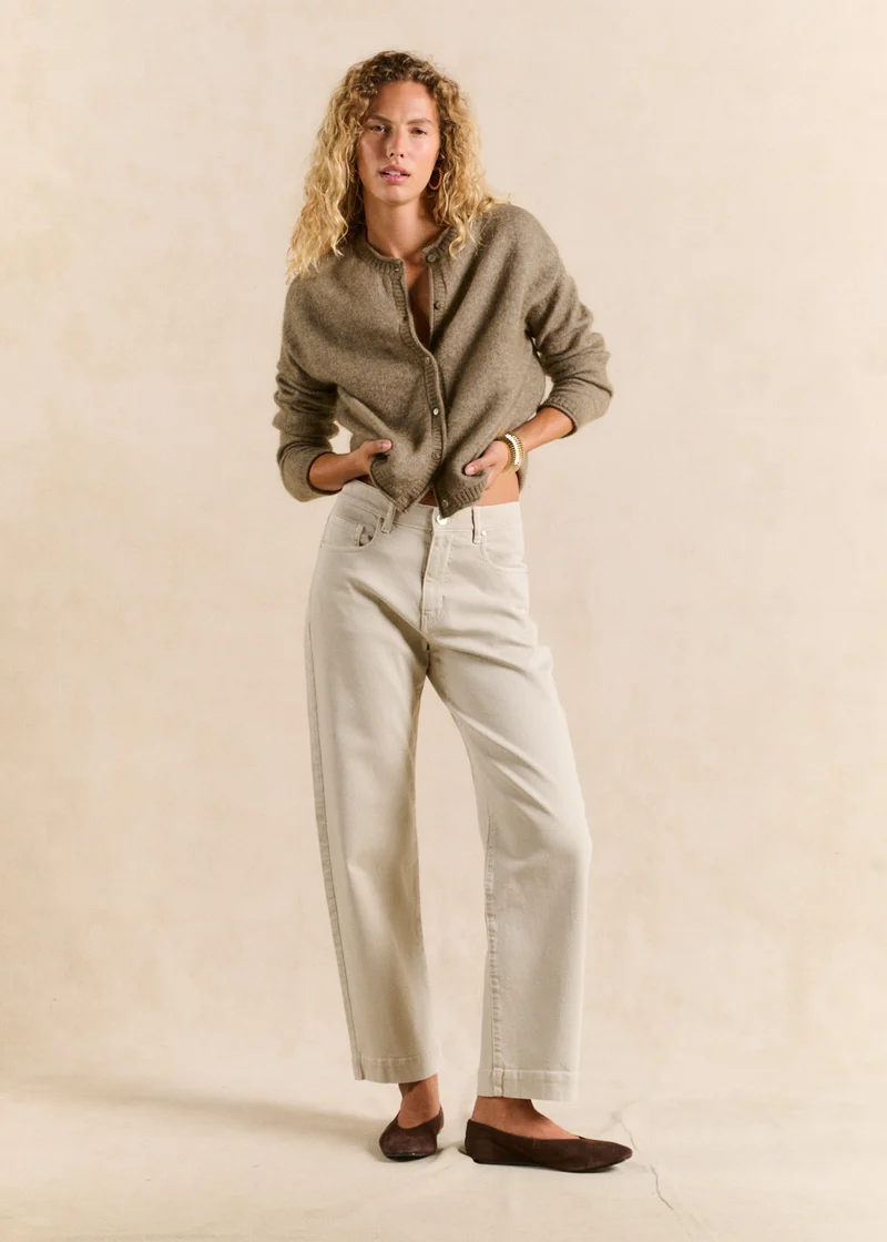 Gilet cardigan en mohair col rond