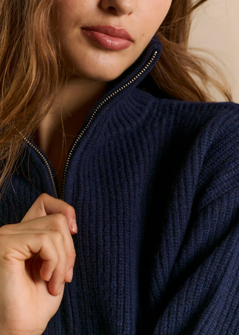 Gilet col montant zippé en laine
