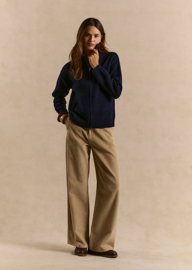 Gilet col montant zippé en laine