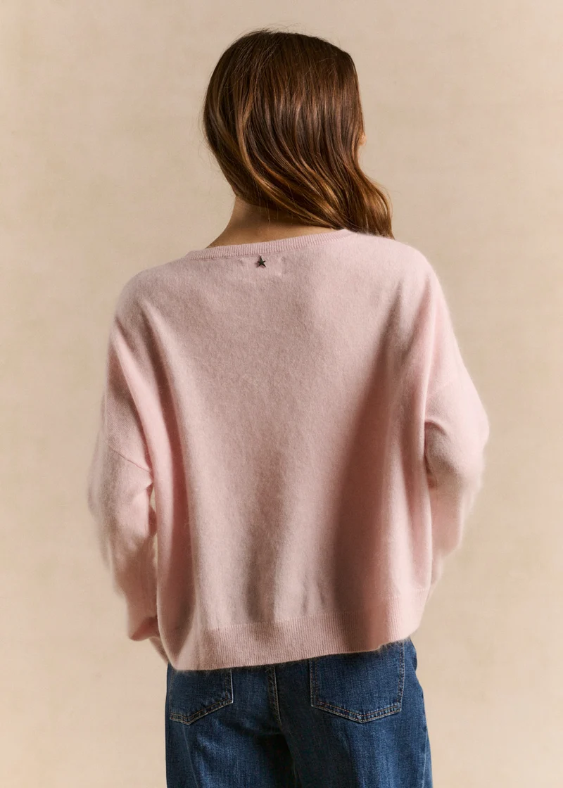 Pull col bateau en laine et cachemire gratté