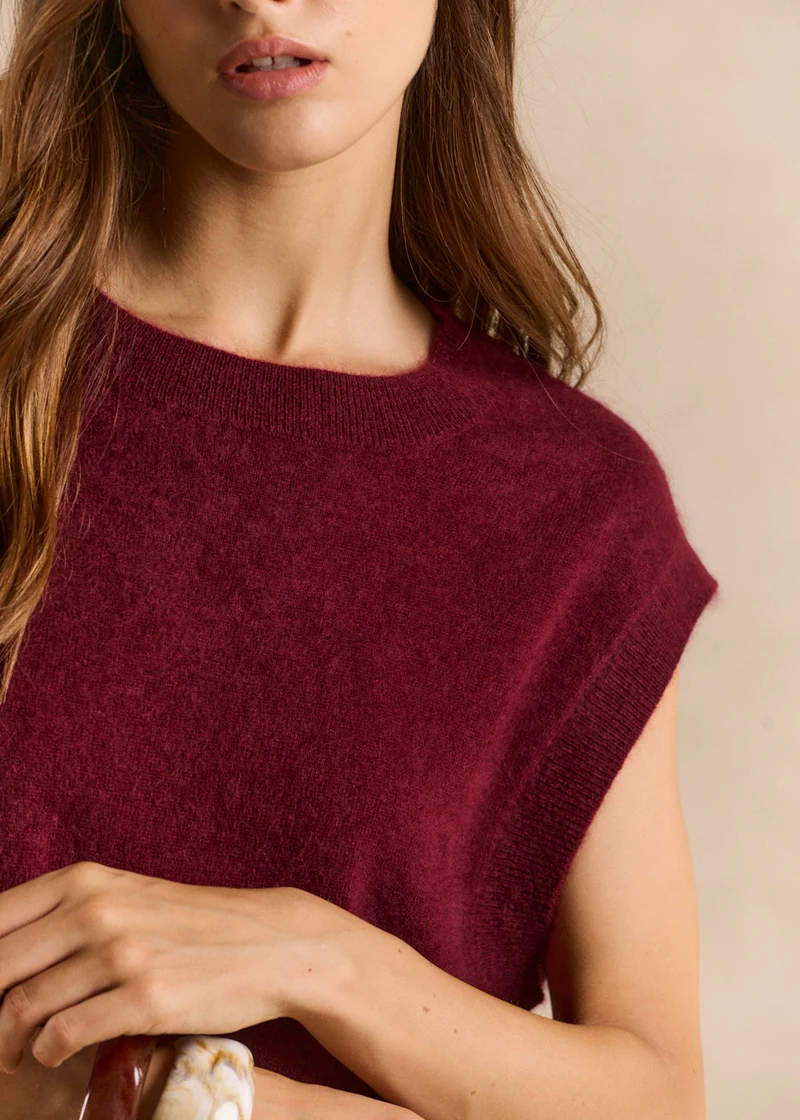 Pull sans manches ample en laine et cachemire