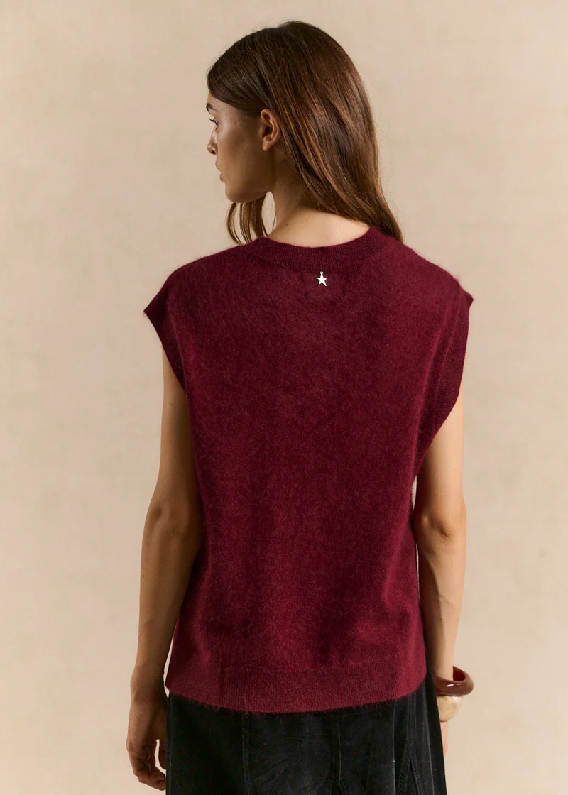 Pull sans manches ample en laine et cachemire